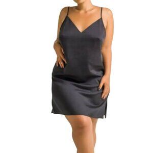 Ettitude Black Sateen Slip Dress NIB - Size M
